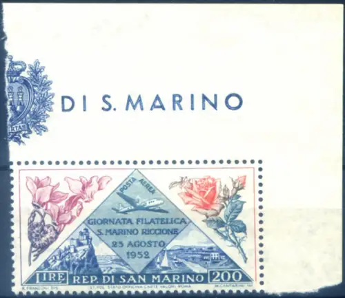 San Marino. Philatelistischer Tag von Riccione 1952. Hoher Wert.