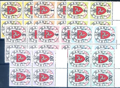 Isle of Man. Steuermarken 1973. 4er Blöcke.