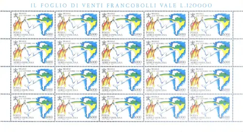 Papstreisen 1992. 4 ganze Blätter im Kleinformat.