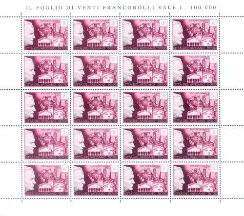 Papstreisen 1996. 6 ganze Blätter im Kleinformat.