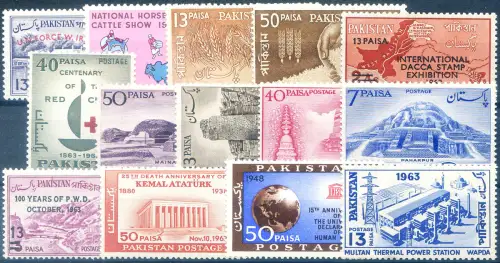 Pakistan. Kompletter Jahrgang 1963. Ohne endgültige Serien.