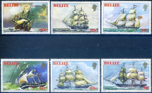 Belize. Segelschiffe 1982.