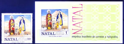 Brasilien. Weihnachten 1970. Briefmarke + Zettel.