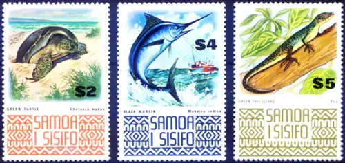 Samoa. Definitiv. Fauna 1973-1975. Hohe Werte.