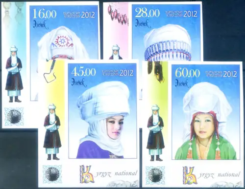 Kirgisistan. Traditionelle Kopfbedeckungen 2012. Nicht gezähnt.