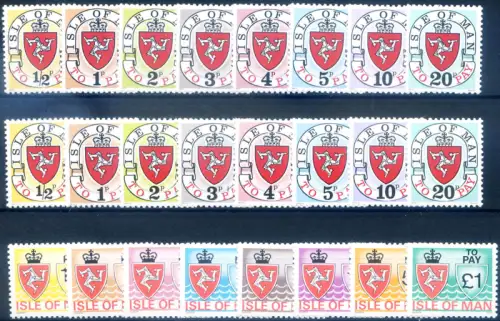 Isle of Man. Steuermarken 1973-1975 (3 Ausgaben).