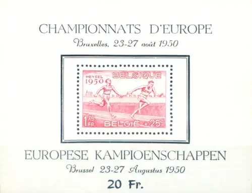 Belgien. Sport. Leichtathletik 1950. Bogen.