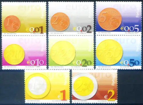 Portugal. Euro Münzen 2002.