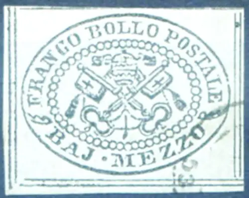 Kirchenstaat. Wappen 1/2 b. 1852. Gebraucht. Signatur A. Diena.