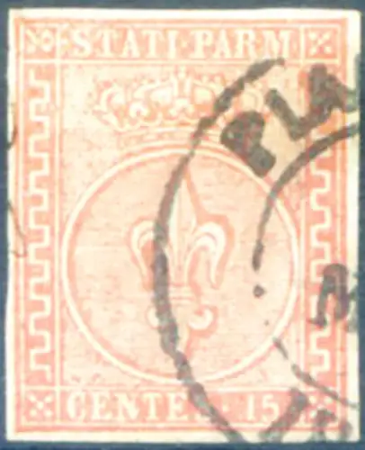 Parma. Giglio 15 c. 1853-1855. Gebraucht. Signatur Em. Diena.