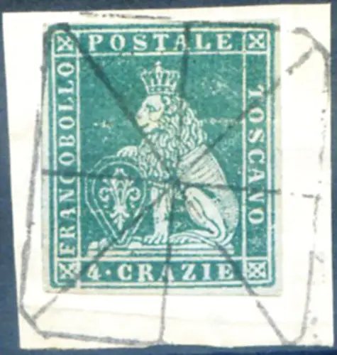 Toskana. Marzocco 4 cr. 1851-1852. Gebraucht.
