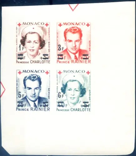 Monaco. Rotes Kreuz 1951. Ungezähnt, überdruckt.