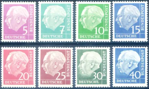 Westdeutschland. Definitiv. Präsident Heuss 1960. Fluoreszierend.