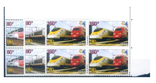 Belgien. Eisenbahnpakete. Lok 1998. 4er Blöcke.