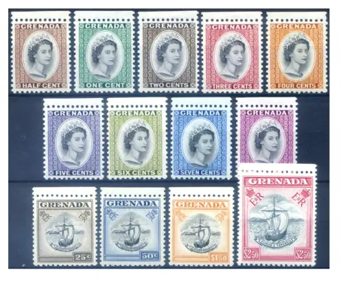 Grenada. Definitiv. Elisabeth II und Segelschiff 1953-1959.