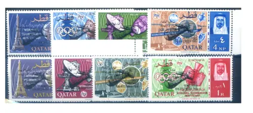Katar. Astronautik. Treffen der 'Zwillinge VI' und 'Zwillinge VII'. Aufdruck 1966.