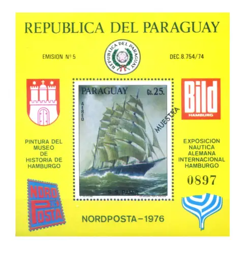 Paraguay. Expo Nordpost 1976. Zettel 'Probe'.