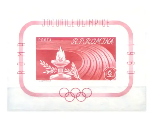 Rumänien. Sport. Olympiade Rom 1960. ungezähntes Zettel.