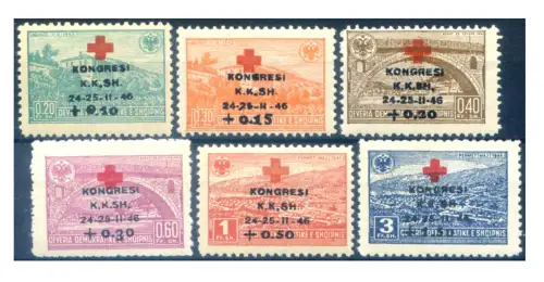 Albanien. Rotes Kreuz, überdruckt 1946.