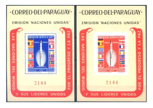 Paraguay. Astronautica 1964. 2 Zettel.