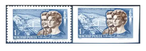 Ungarn. Astronautik. Valentina Tereskova 1965. Gezähnt + ungezähnt.