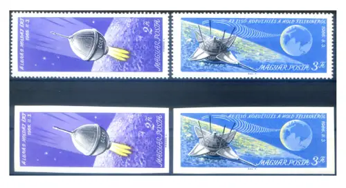 Ungarn. Astronautica 1966. Serie gezahnt + ungezähnt.