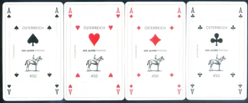 Österreich. Piatnik Spielkarten 2024. 4 Zettel, in Einzelpackungen.