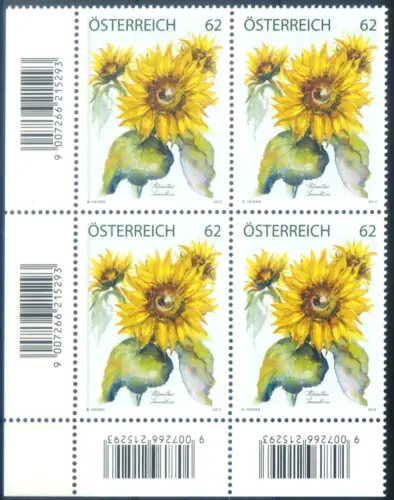 Österreich. Flora. Sonnenblume 2013 (Hommage an Abonnenten). 4er Block.