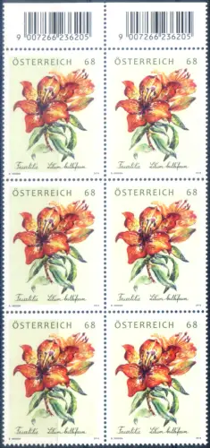 Österreich. Flora. Lilie 2016 (Hommage an Abonnenten). 6er Block.