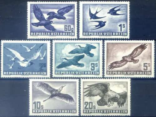 Österreich. Luftpost. Vögel im Flug 1950-1953. Qualität nicht schön.