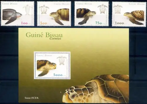 Guinea Bissau. Fauna. Schildkröten 2001. Serie + Zettel.