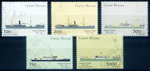 Guinea Bissau. Handelsschiffe 2001. Serie + Zettel.