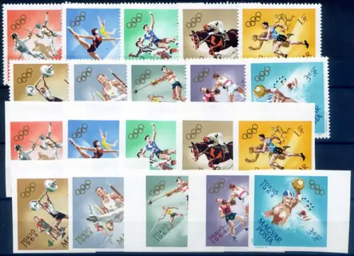 Ungarn. Sport. Olympiade Tokio 1964. Serie gezahnt + ungezähnt.