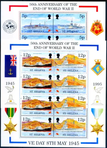 S. Elena. Ende des Zweiten Weltkriegs 1995. 4 Miniblätter.
