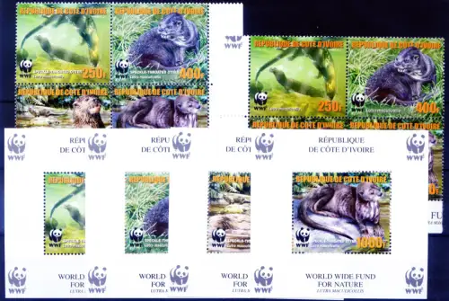 Elfenbeinküste. Fauna. Lontra 2005. WWF. 2 Serien + 4 Zettel.