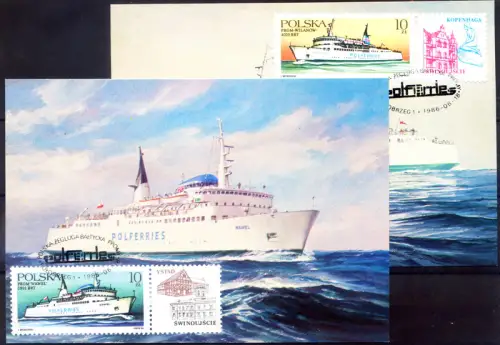 Polen. Schiffe 1986. Maximal 4 Postkarten.