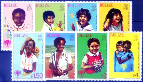 Belize. Weltkindheitsjahr 1980. Serie + 2 Zettel.