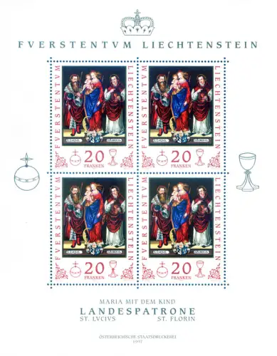 Liechtenstein. Definitiv. Schutzheilige 1997. Kleinbogen.