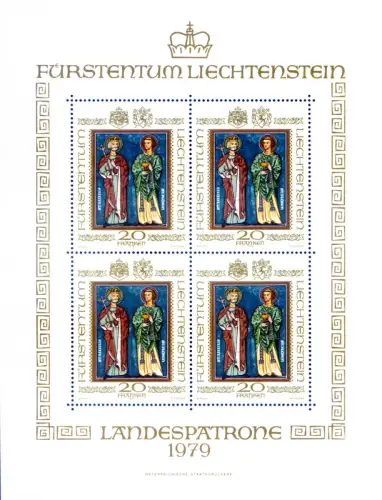 Liechtenstein. Definitiv. Schutzheilige 1979. Kleinbogen.