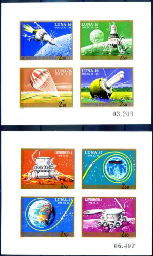 Ungarn. Astronautica 1971. 2 Miniblätter, ungezähnt.