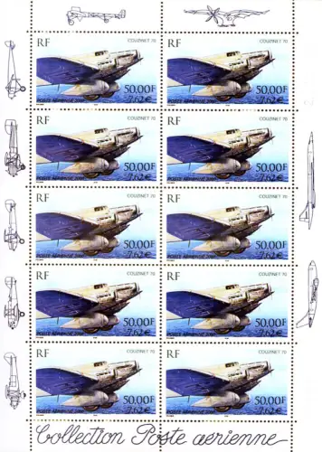 Frankreich. Flugzeug 'Couzinet 70' 2000. Kleinbogen.