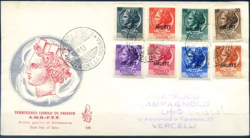 Triest Zone A. Syrakus 1953. FDC.