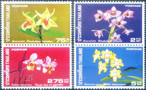 Thailand. Flora. Blumen. Orchidee 1975. Serie + Zettel.