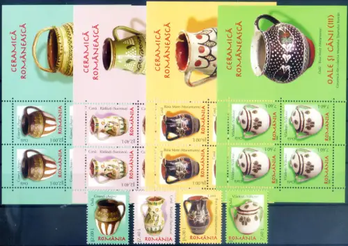 Rumänien. Keramik 2008. Serie + 4 Zettel.