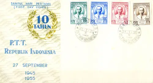 Indonesien. Jubiläum der Post 1955. FDC.