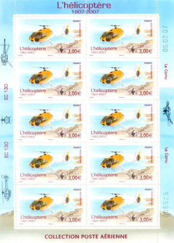 Frankreich. Hubschrauber 2007. Kleinbogen.