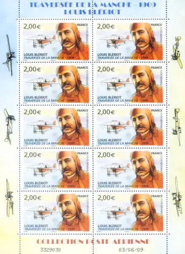 Frankreich. Louis Blériot 2009. Kleinbogen.