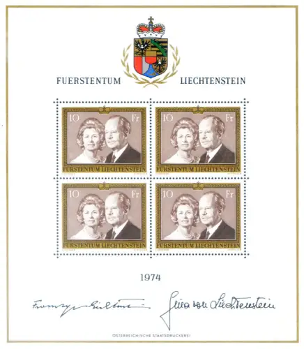 Liechtenstein. Prinzipien 1974. Kleinbogen.