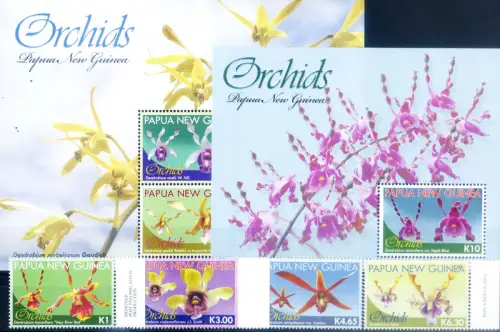 Papua. Flora. Orchidee 2010. Serie + 2 Zettel.