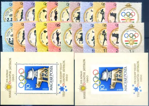 Rumänien. Sport. Olympiade Rom 1960. Serie gezahnt + ungezähnt + 2 Zettel.